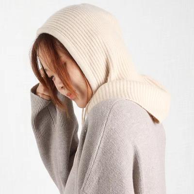 Rabbit Hair Knitted Scarf Hood Hat Women Cashmere Beanies Warm Winter Unisex  Balaclava Bib Skiing Outdoor Wool Bonnet Wholesale