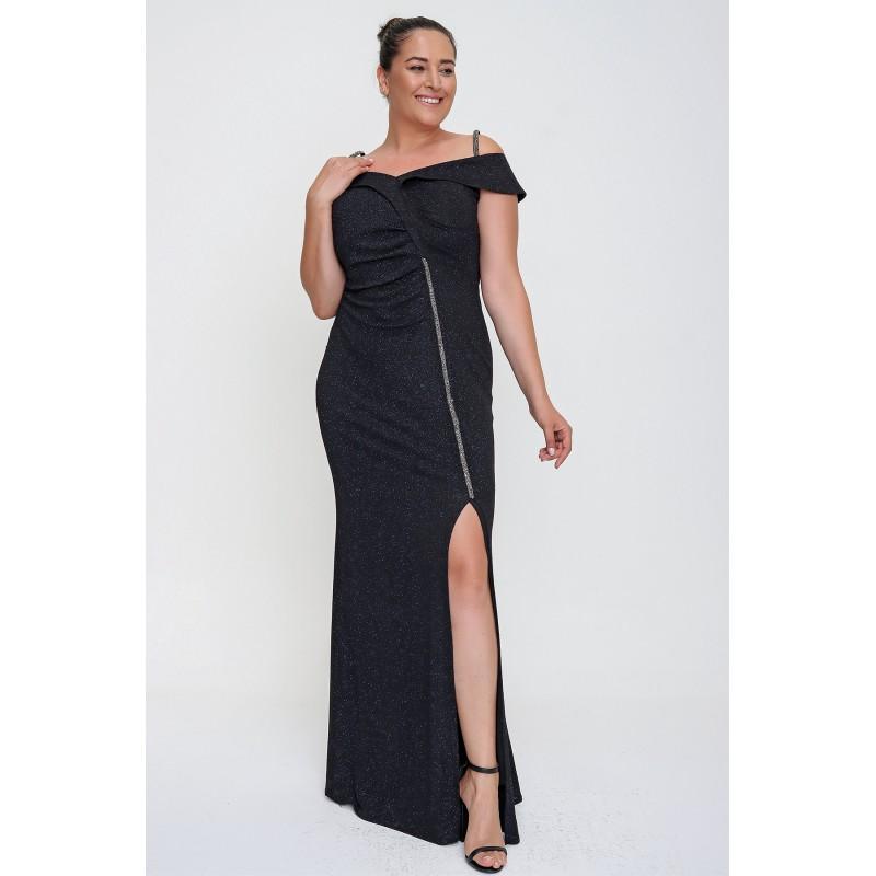 

Stone Rope Strap Front с разрезом на подкладке Plus Size Long Dress
