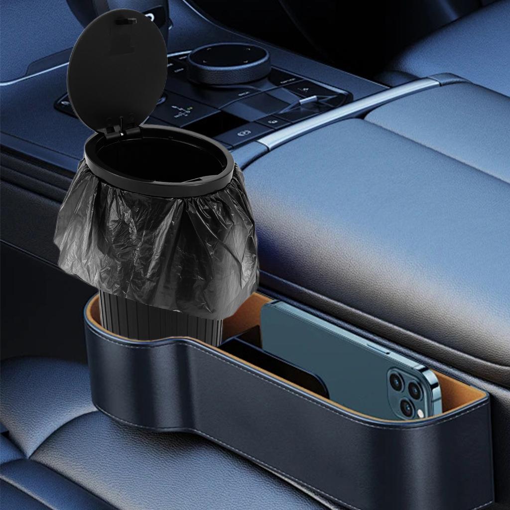 2Pcs Portable Mini Car Trash Can Wastebasket Trash Can with Lid Leakproof Garbage Bin Car Organizer Vehicle Storage Supplies