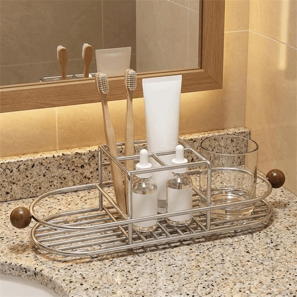 Waterproof Toothbrush Holder Stainless Steel Cutlery Storage Rack for Bathroom