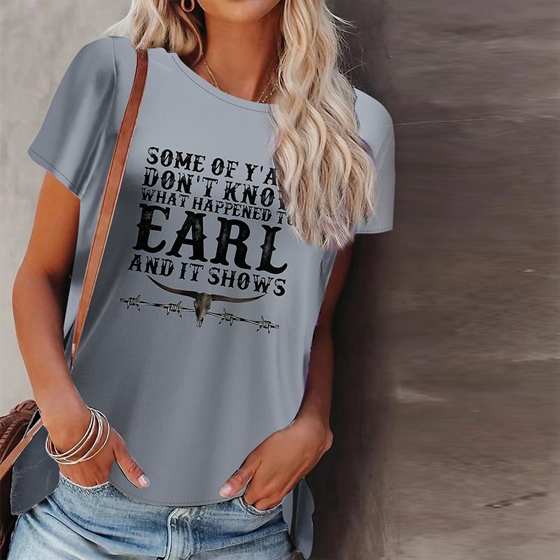 Women Summer T Shirt Old Cow Print Short Sleeve Tees Casual Printed Tops