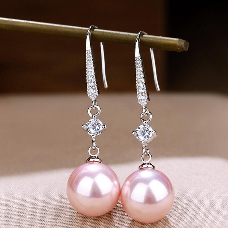 Koreanische Luxus Zirkon Perlen Hängeohrringe für Damen Temperament Lange Tropfenohrringe Braut Verlobung Hochzeit Party Schmuck Geschenk