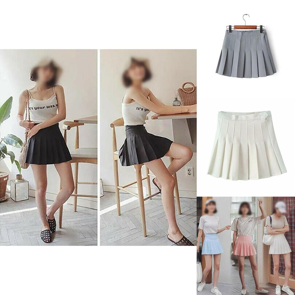 Women's Girls Slim High Waist Pleated Tennis Skirt With Safety Pants For Stylish Comfort