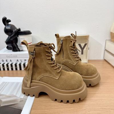 Autumn New Matte Thick-soled Martin Boots Women's Retro Big-headed Locomotive Short Boots