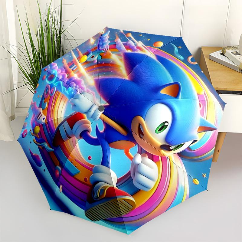

1pc Sonic Automatic Folding Umbrella - 8-Rib Durable Iron Frame, Compact Portable for Daily Travel, Intricate Patterns yy251125228