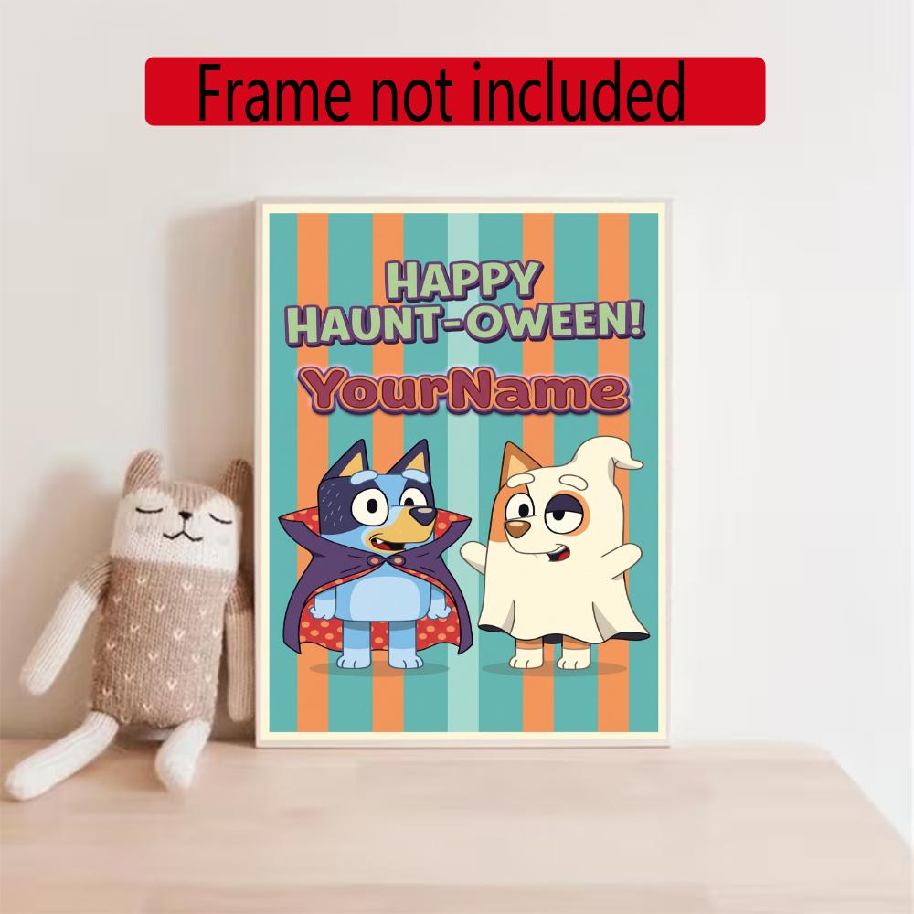 Bluey Customize Your Name Diamond Painting Round Diamond Diy Frameless Holiday Artwork Suitable For Home Office Wall Decoration