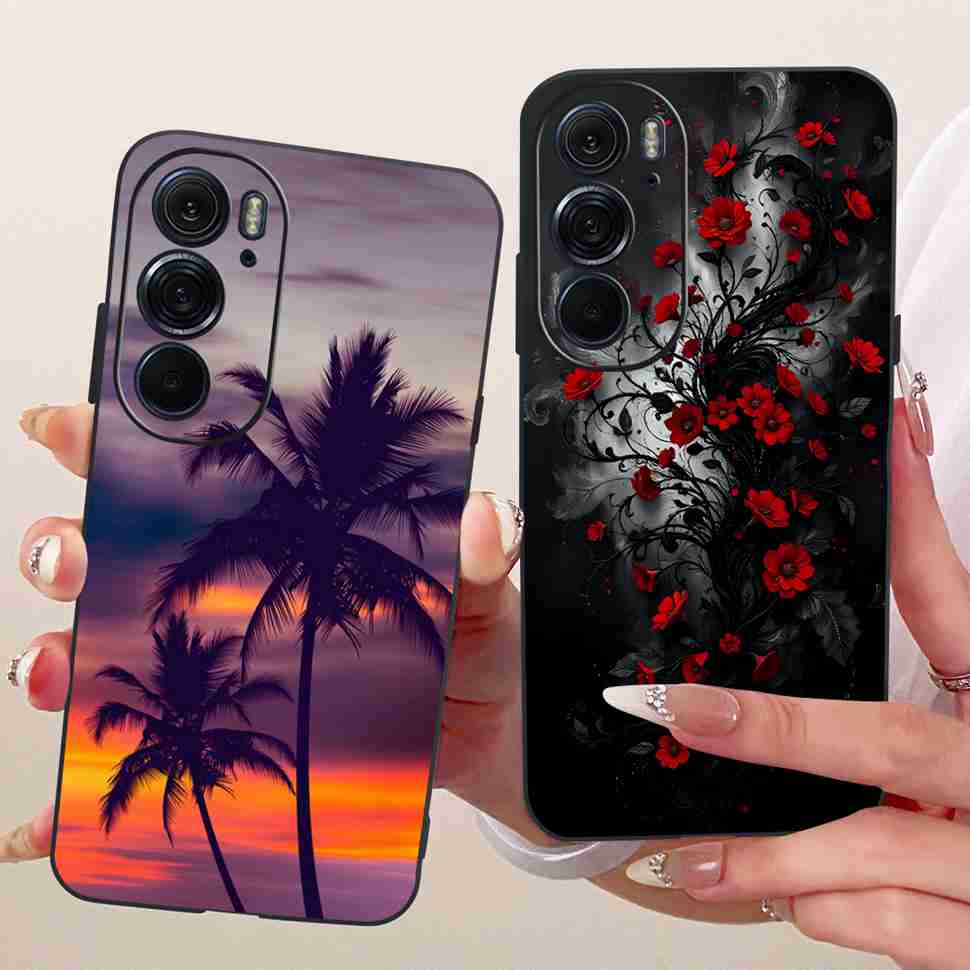 For Motorola Edge X30 5G Case Silicone TPU Black Cover For Motorola Edge X30 x30 XT2201-2 XT2201-6 Colorful Flowers Phone Casing