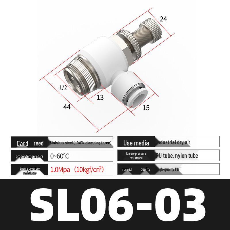 Pneumatyczny regulowany zawór dławiący serii SL (4/6/8/10/12) dla złącza rurki pneumatycznej i cylindra