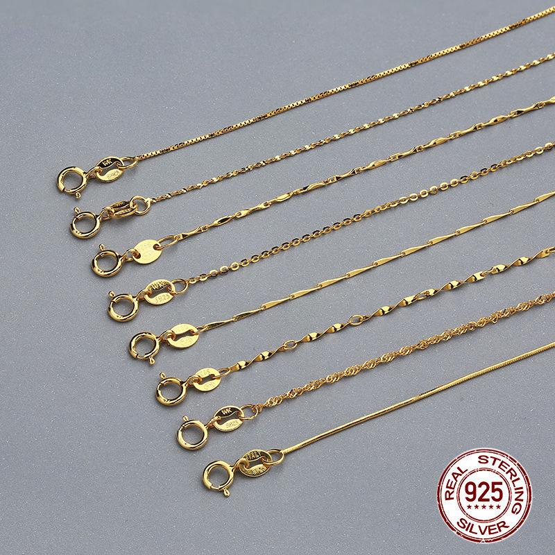 1pcs Genuine 925 Silver Singapore Box Snake Chain Necklace for Woman 40+5/40/45cm Basic Chain fit Pendant DIY Jewelry