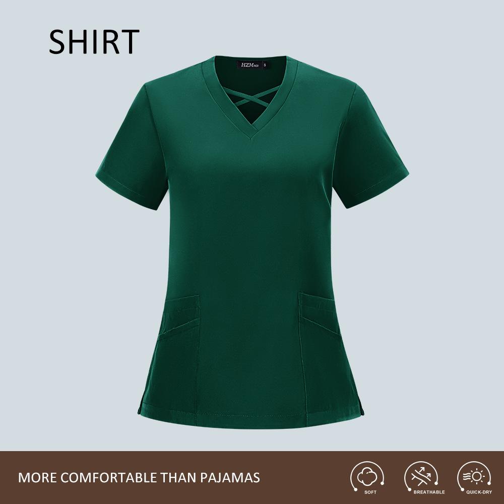 Women's Quick-Dry Surgical Scrub Suit - Elastic Short-Sleeve Workwear for Medical Staff