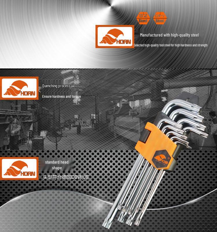 Industrial Hex Torx Wrench Set: 9-Piece Foldable Flower-Shaped Tool Set