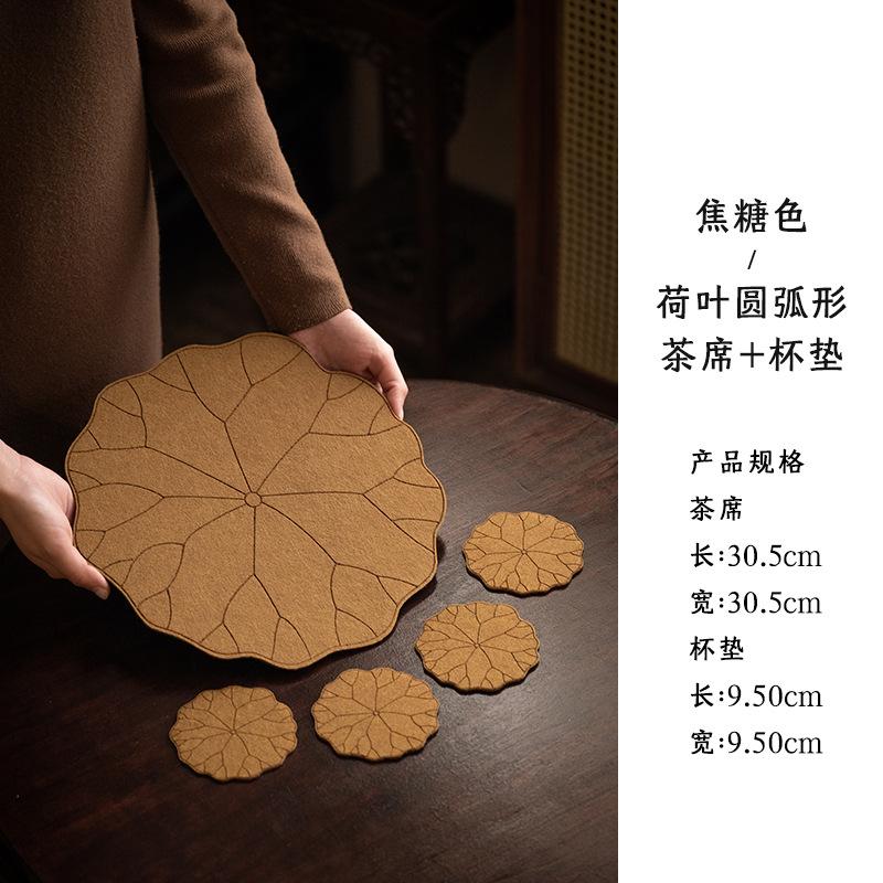 New Chinese cotton and linen lotus leaf coaster coaster home kitchen insulation mat storage mat tea mat