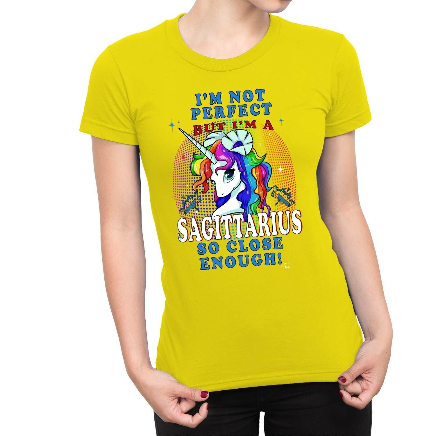 1Tee Womens I m Not Perfect But I m Sagittarius Unicorn Zodiac T-Shirt S