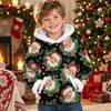 Kids Long Sleeve Christmas Print Casual Hooded Top for Boys and Girls Holiday Outfit