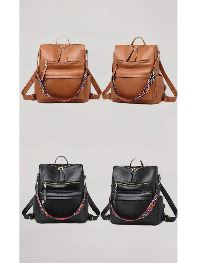 Retro PU Women's Backpack - 2022 European and American Style