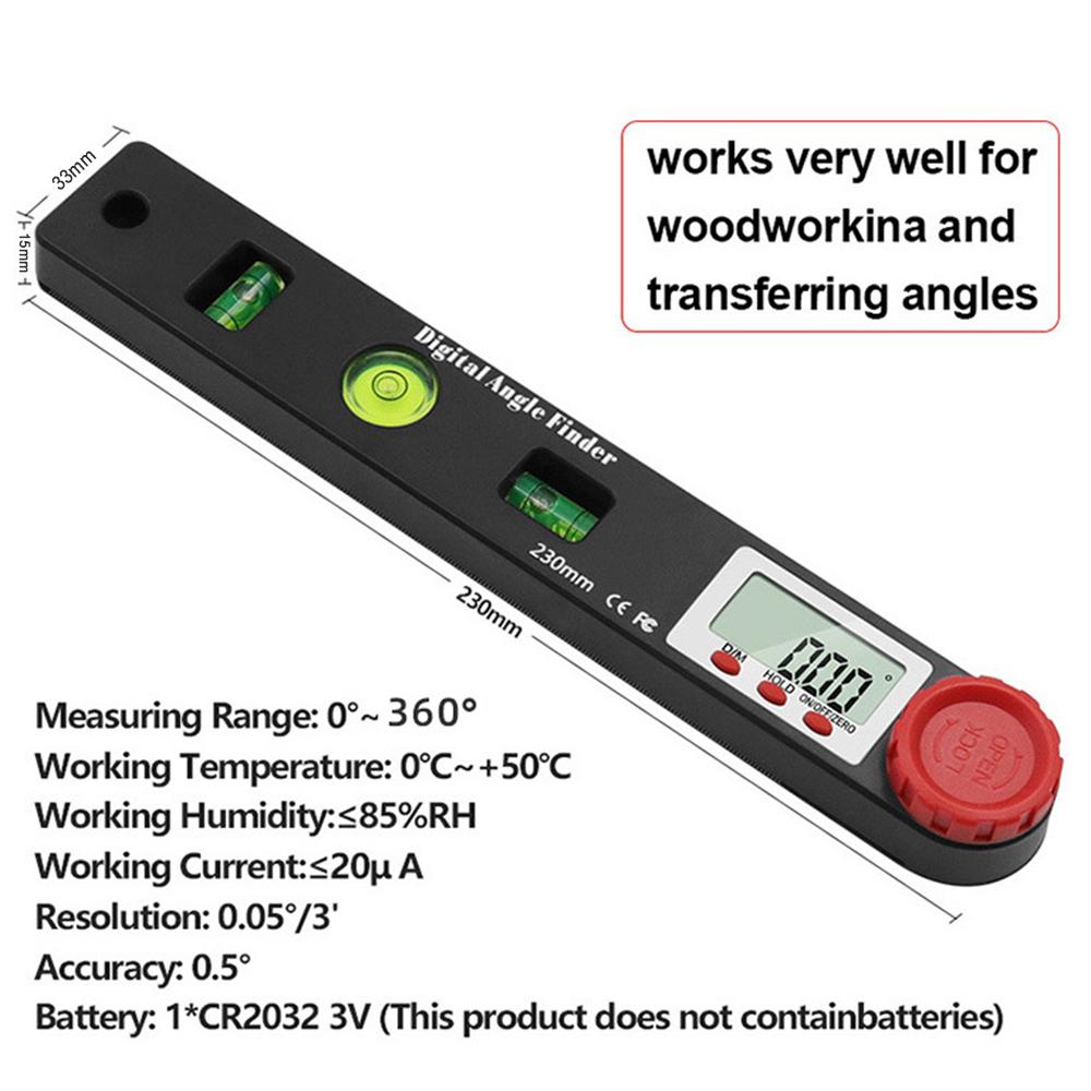 4 In 1 Digital Display Angle Ruler Woodworking Tool w/ Spirit Level Square Ruler