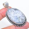 Dendrite Opal Gemstone Handmade 925 Sterling Silver Jewelry Pendant 2.36" SU-10791
