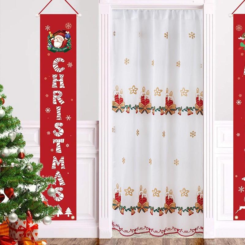 American Style Christmas Door Curtain Embroidered Gift Living Room Bedroom
