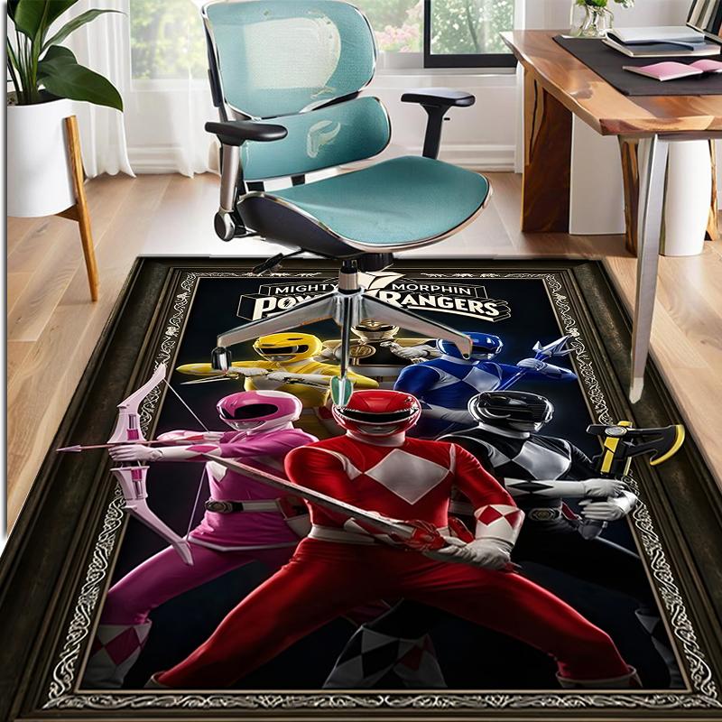 Mighty Morphin Power Rangers Pattern Rug, Indoor/Outdoor Mat, for Picnic, Gameroom, Bedroom, Office, Living Room, Home Decor Carpet, Birthday Gift