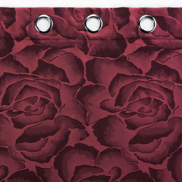 Rideau à œillets - EDEN - Rosaline - 100% polyester jacquard - 140 x 260 cm - Bordeaux, 8 œillets métal Ø4,5 cm