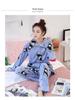 Women's Coral Fleece Pajamas: Warm, Thick Cardigan Lapel Homewear Set for Autumn and Winter