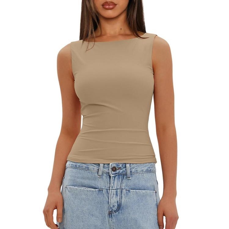 Schlankes ärmelloses lässiges Oberteil Damen Mode Hemd Oberbekleidung Unterhemd