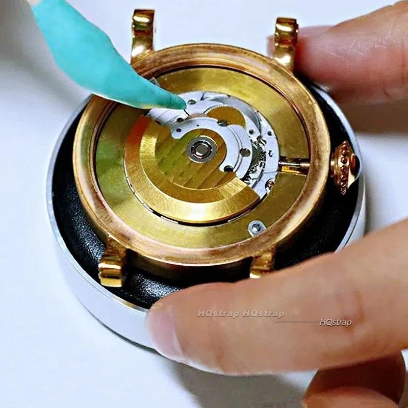 Professionelles Uhren Schmuck Uhrwerk Gehäuse Polsterkissen Leder Schutzhalter für Uhrmacher Uhrenreparatur Werkzeug Zubehör