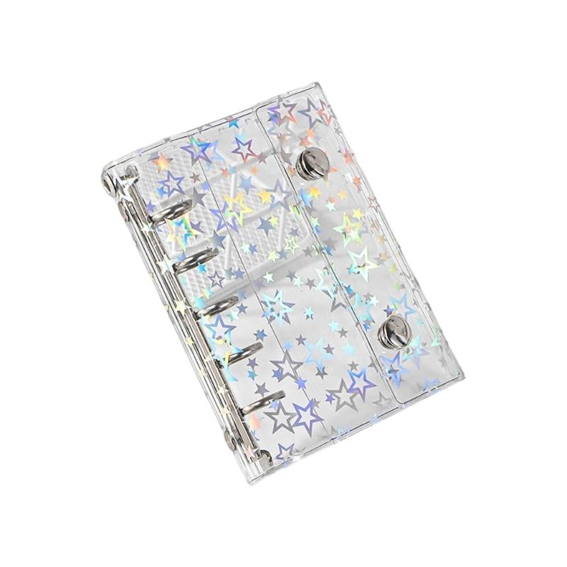 

Clear Refillable Notebook Protectors Featuring Double Fastener Secure Closure Star Pattern Material