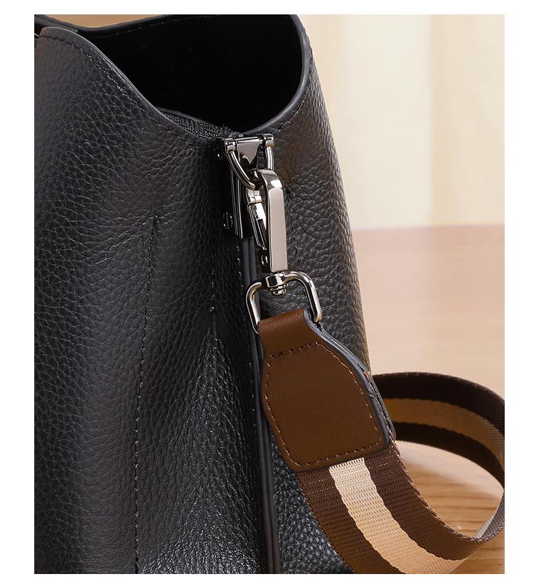 Women's 2026 New Style Genuine Leather Crossbody Bucket Bag - High-End Single Shoulder Bag