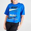 Nike Loose Letter Print Round Neck Short Sleeve T-Shirt Women Tops Blue CJ2040-480