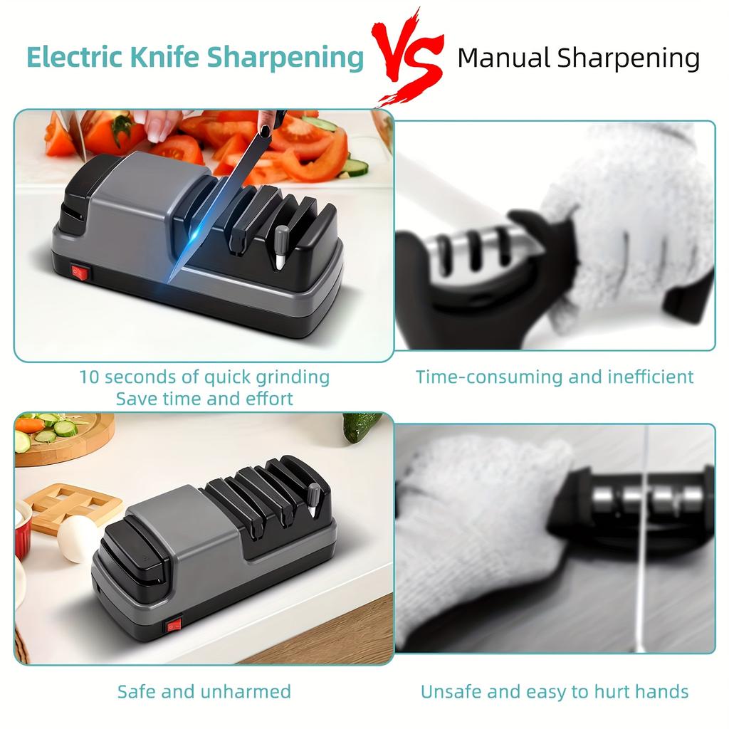 Multi-functional tool 4-in-1 knife sharpener: Suitable for diamond sandpaper for straight blades, serrated edges, ceramic pieces and scissors.