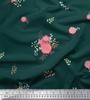 Soimoi Japan Crepe Satin Fabric Leaves,Aster & Camellia Flower Printed Craft Fabric by the Metre 42 Inch