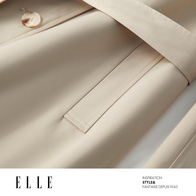 ELLE Women's French-Style Long Trench Coat