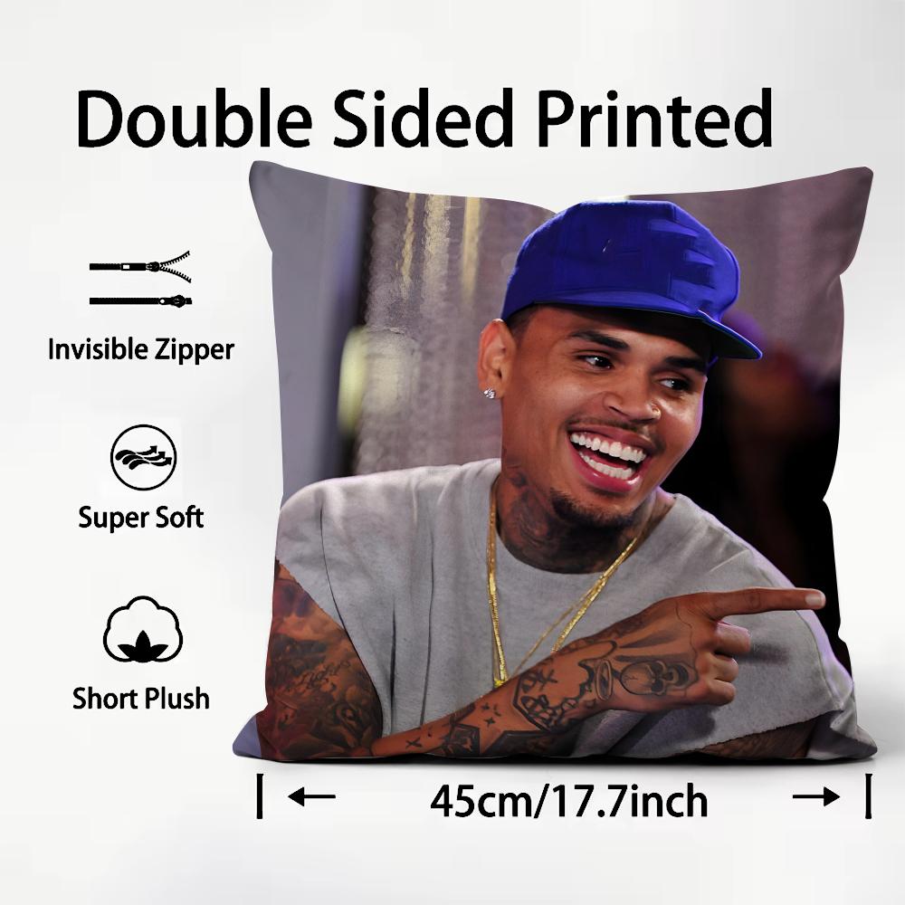 

CChris BrownN Rapper Cushion Cover Plush Fabric Soft DoubleSided Printed Sofa Warm Winter Home Child Gift Pillow Case 30x30cm