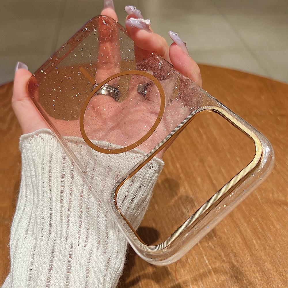 KEYSION Luxus Glitzer Farbverlauf Magnetische Handyhülle für MagSafe für iPhone 17 Pro Max 17 Air Transparent Hart PC Stoßfeste Rückseite