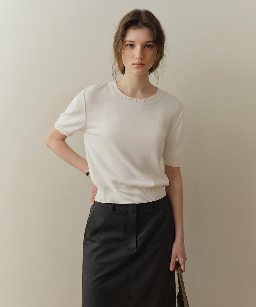 Poyueoaijeuonli Bay Layered Half Knit Set (Ivory)