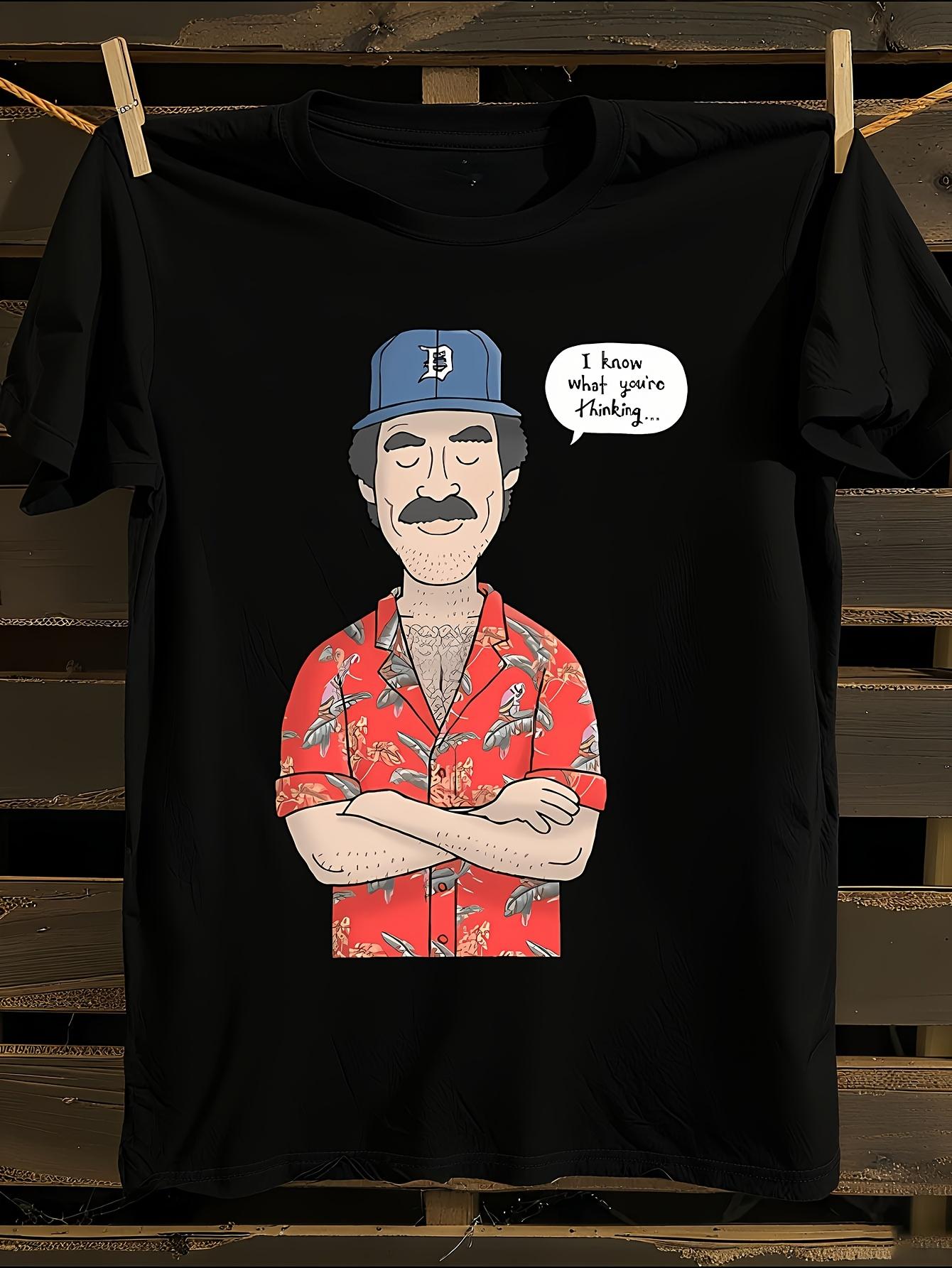 Tom Selleck Vintage Magnum P.I. Graphic T-Shirt Mens Tshirt Womens Tshirts with Letters Print Short Sleeves T-Shirt Casual Street Tee Shirt Top L