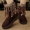 Women Snow Boots Bohemia Embroidery Fringed Decoration Boots Women 2025 Winter Platform Ankle Boots Thick Bottom Shoes Women