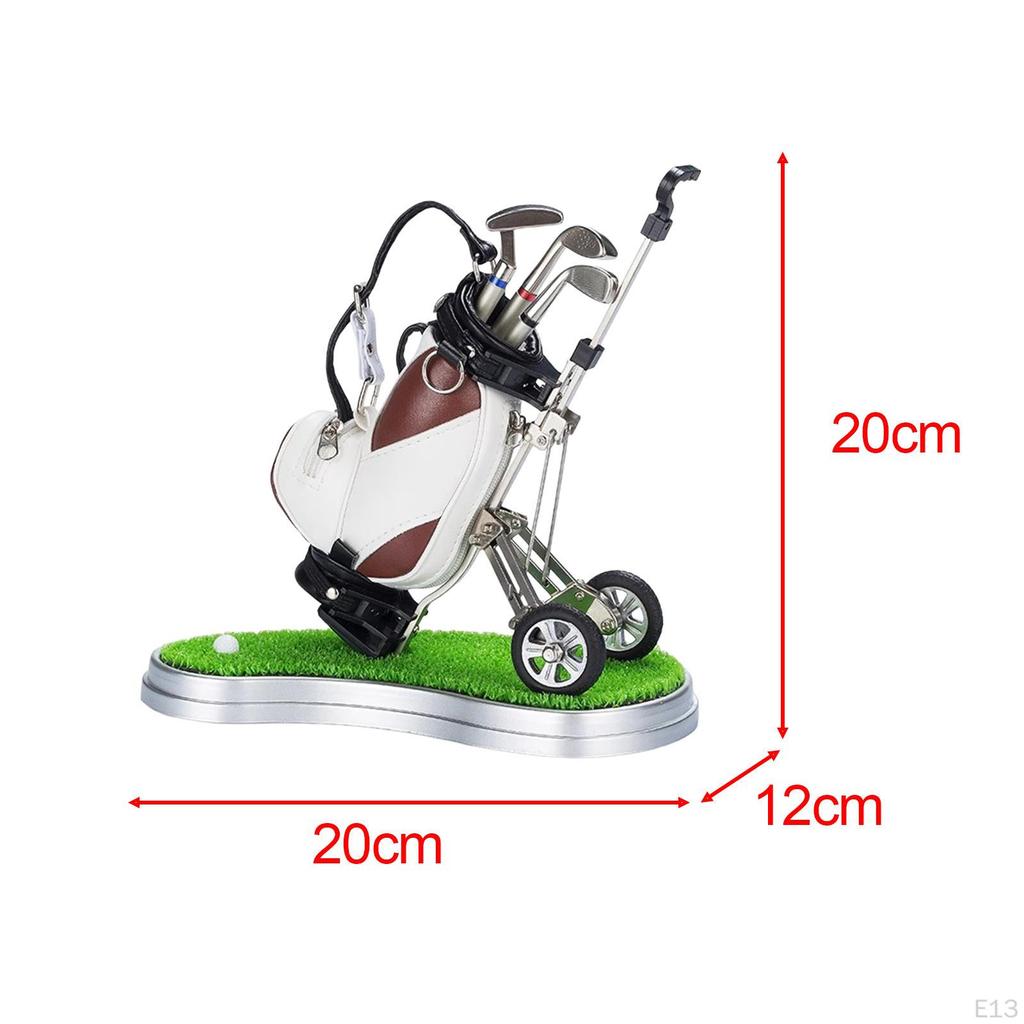 Golf Bag Miniature Pen Holder Souvenir 20x12x20cm Decorative Desk Toy for Home Office Book