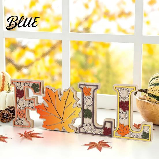 Autumn Maple Leaf Letter Farmhouse Harvest Table Centerpieces Tiered Desktop Holiday Decorations for Home 4Pcs/Set Fall Wooden Tabletop Signs