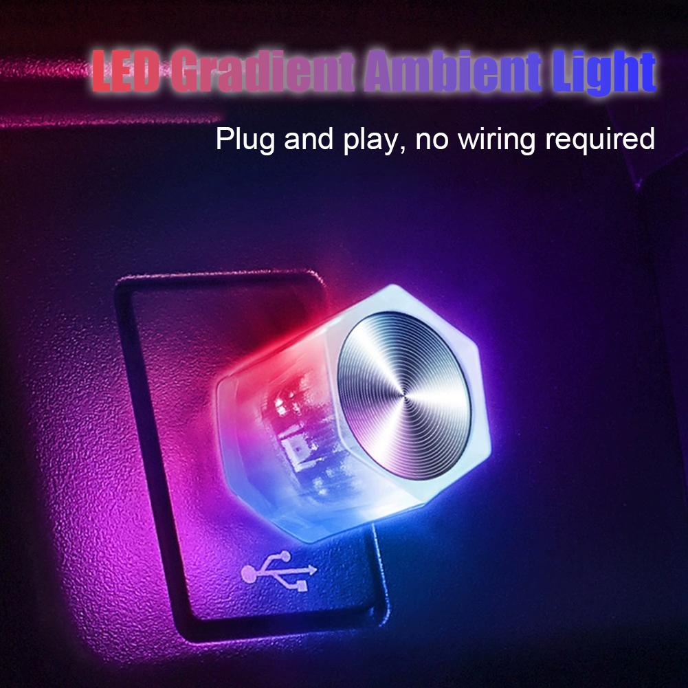 Car USB LED Ambient Light Interior Atmosphere Decorations Lamp Lamp Lights Colorful Decorative Auto Reading Accessories F3M7