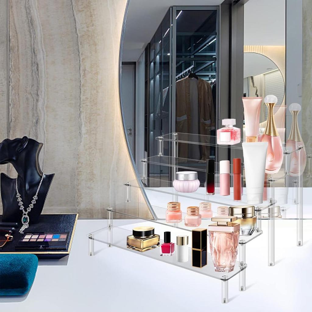 1pc,Multilayer acrylic transparent display rack, desk storage rack, suitable for cosmetics, perfume, dolls, nail polish shelf