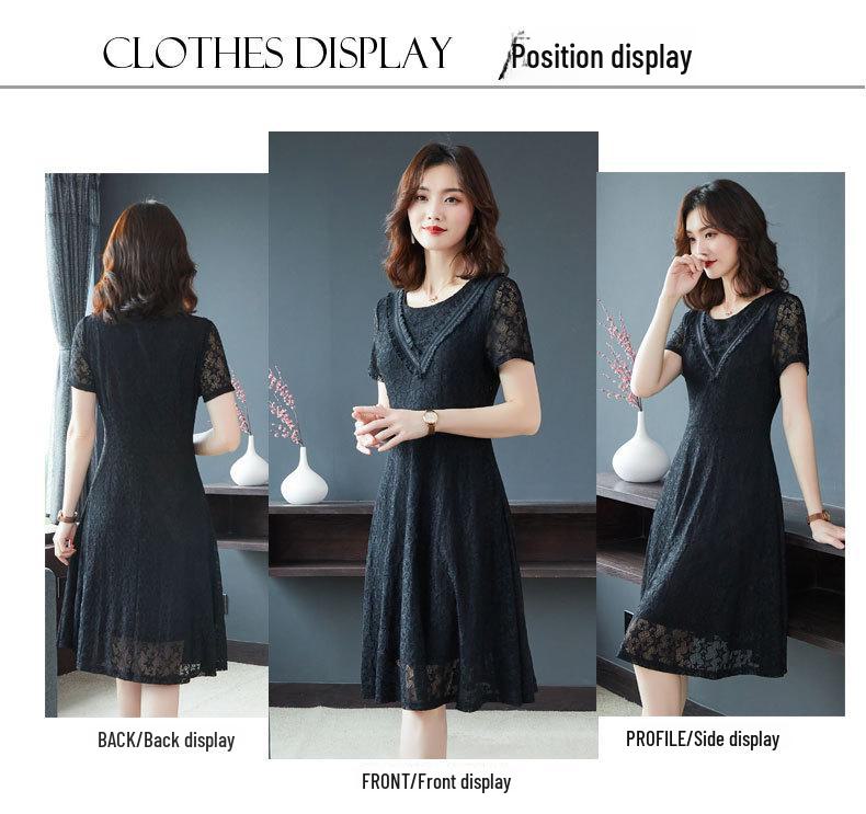 2023 Summer Plus Size Black Lace Skirt Dress - Fashionable, Slimming Women's Wear