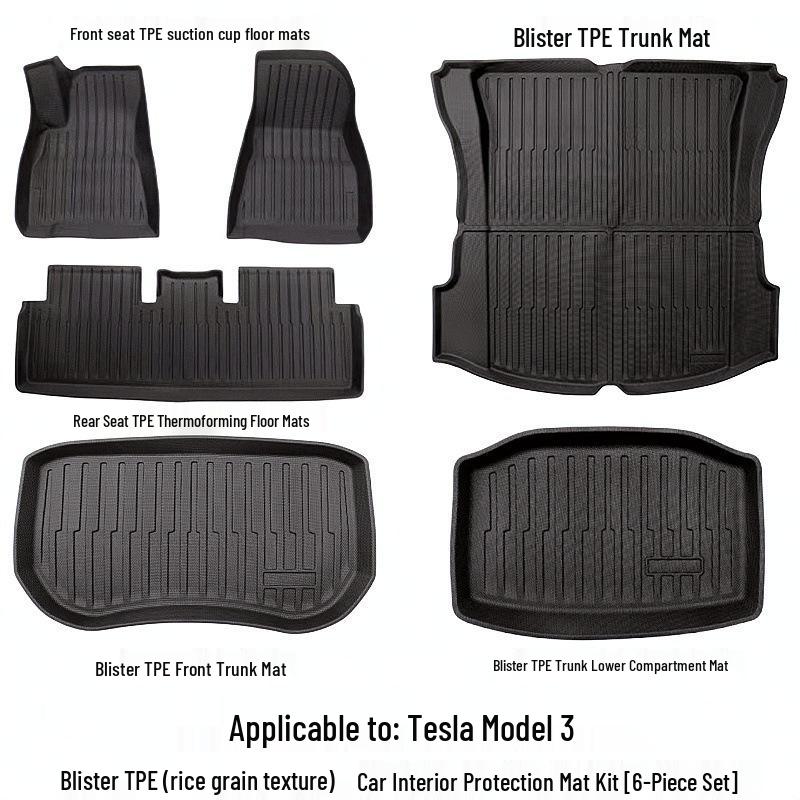 Tesla Model 3 TPE Rice Grain Floor Mats – Protective Kit for Car Modification