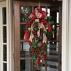 Christmas Artificial Vine Garland 60cm Pine Cone Rattan Upside Down Xmas Tree Door Swag Wreath Front Door Decor