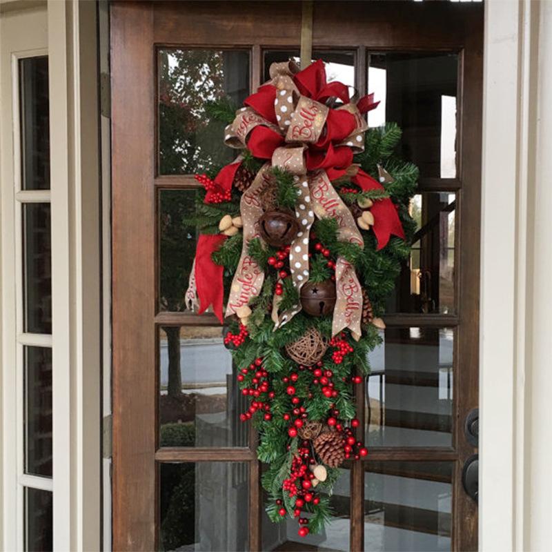 Weihnachten Künstliche Rankengirlande 60cm Tannenzapfen Rattan Überkopf Weihnachtsbaum Türschmuck Kranz Haustürdeko