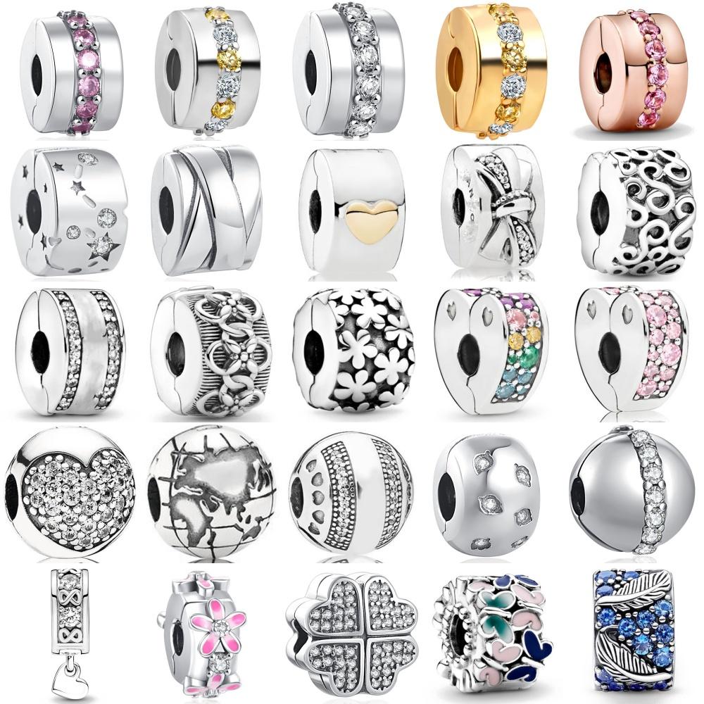 925 Silver Heart Clip Beads For European Bracelets DIY Jewelry Making Fashion Accessories