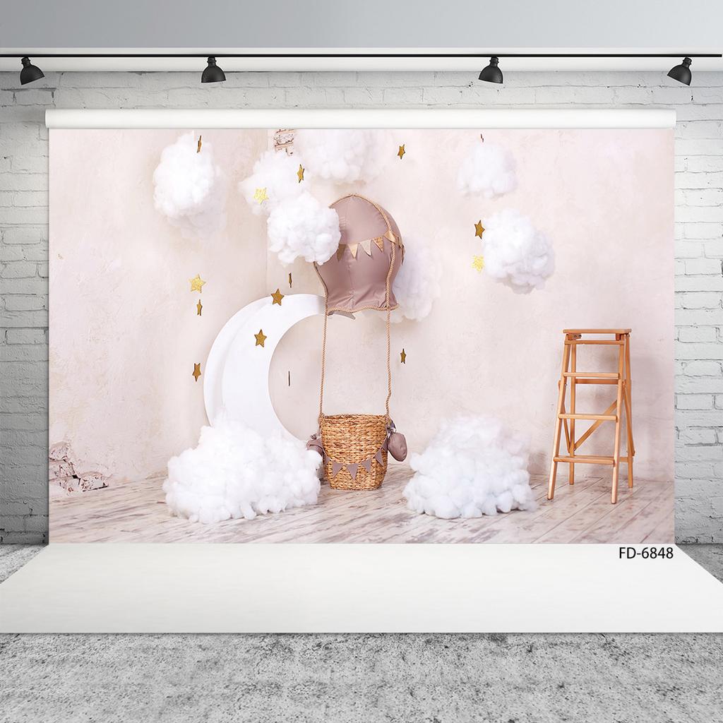 Mond Wolke Stern Heißluftballon Photophone Fotografie Hintergründe Vinyltuch Foto Hintergrund für Kinder Baby Neugeborenes Fotostudio