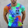 Boutique Summer Sports Fitness Breathable Men's Undershirt Short Sleeve 3D Graffiti Printed Round Neck Casual T-Shirt Hot Sale