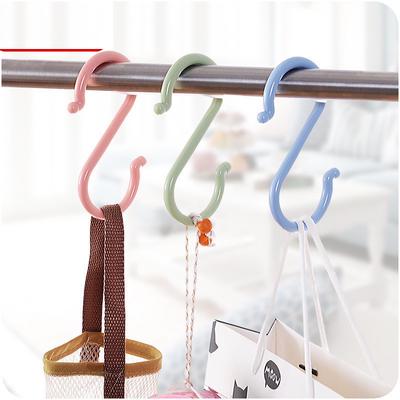 8PCSPlastic S-shaped Door Rear Small Hook Kitchen Hook, Bathroom Nail-free Hook Wardrobe Clothes S Hook